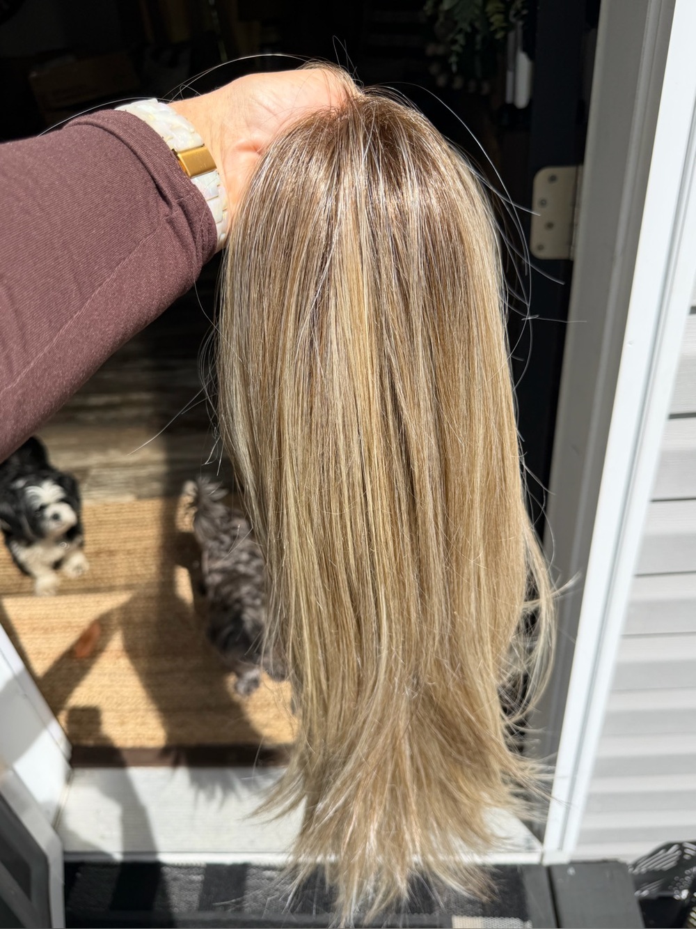 Premium Blonde synthetic wig by wigs for every women in Natural Blonde